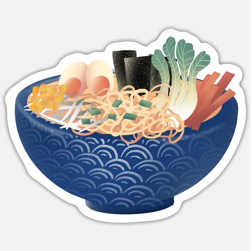 Ramen Suppe - Sticker Größe S (10 x 10 cm) - Mattweiß