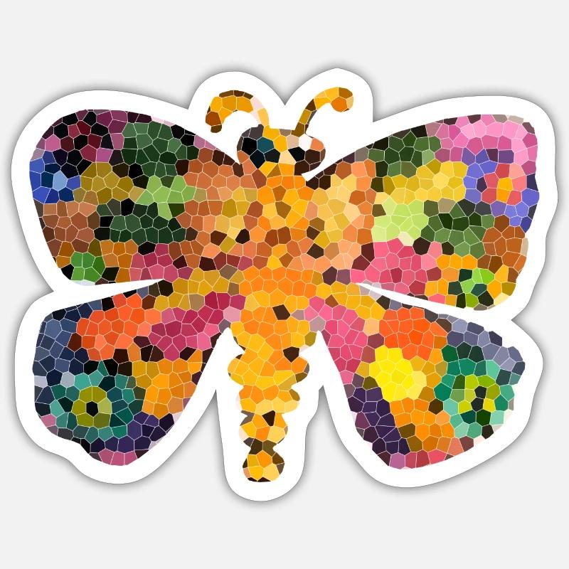 Papillon magique de vitrail - Sticker taille S (10 x 10 cm) - blanc mat