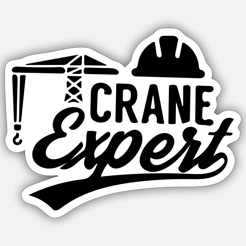 Kranexperte Kranführer Kranführer Krane - Sticker Größe S (10 x 10 cm) - Mattweiß