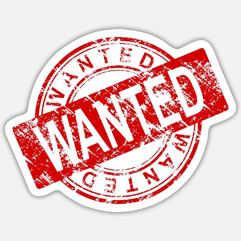 WANTED - Sticker taille S (10 x 10 cm) - blanc mat