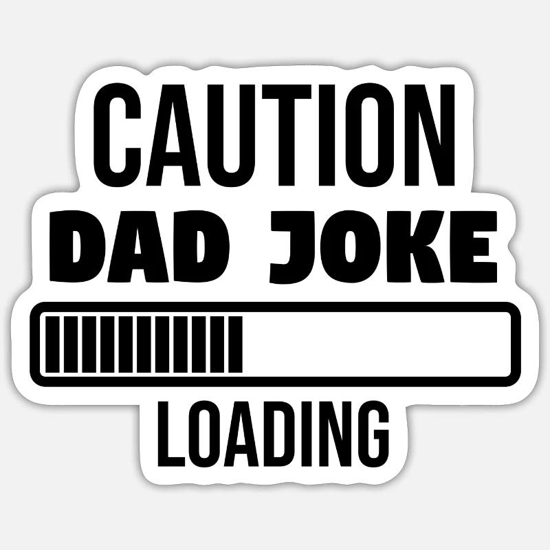 dad joke kaution - Sticker Größe S (10 x 10 cm) - Mattweiß