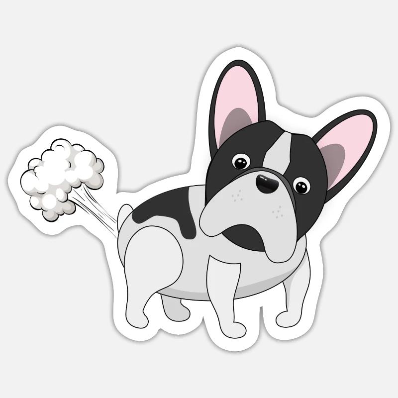 Bully pète - Bouledogue français - Sticker taille S (10 x 10 cm) - blanc mat