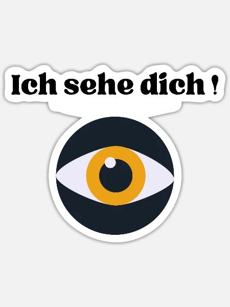 Ich sehe dich! Auge schwarz - Sticker Größe S (10 x 10 cm) - Mattweiß