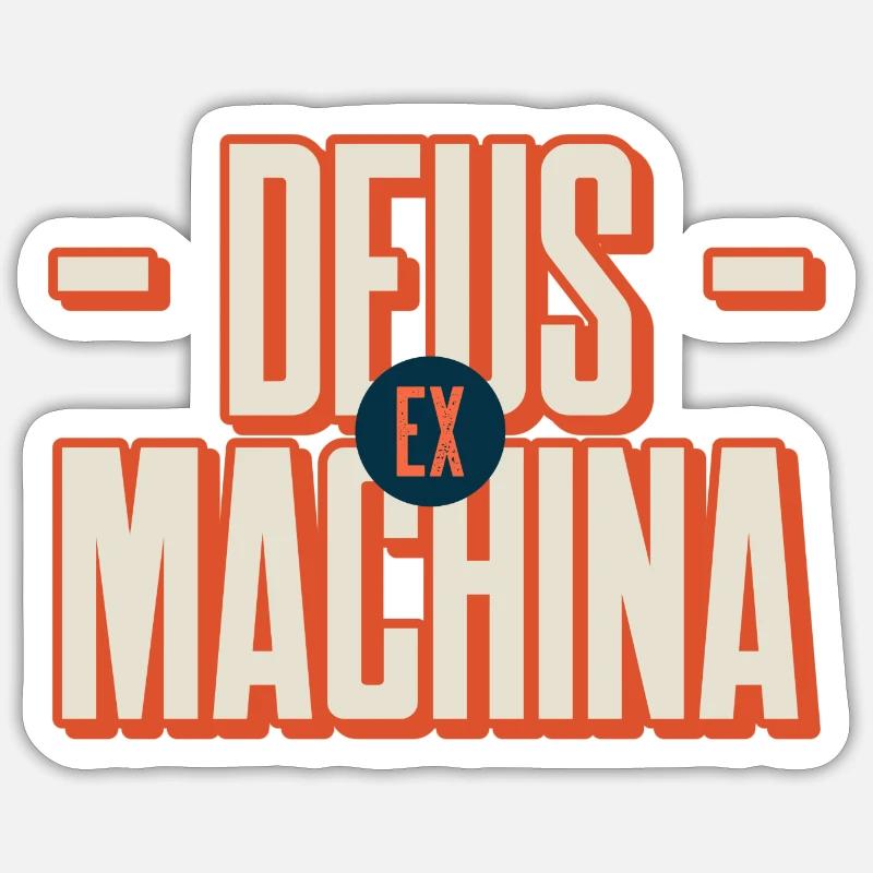 Deus ex machina - Sticker Größe S (10 x 10 cm) - Mattweiß