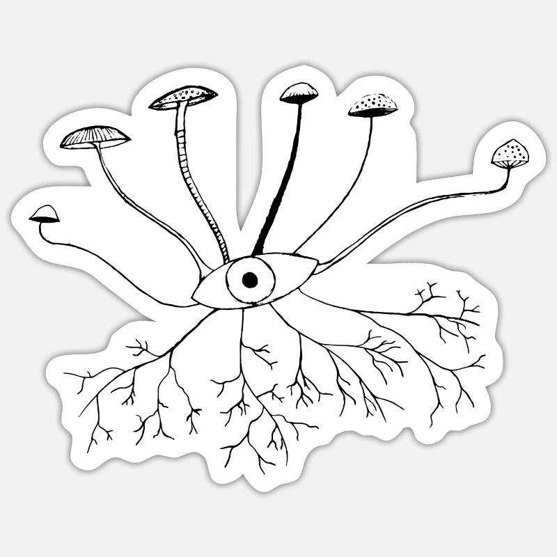 Mushroom Eye - Sticker Größe S (10 x 10 cm) - Mattweiß