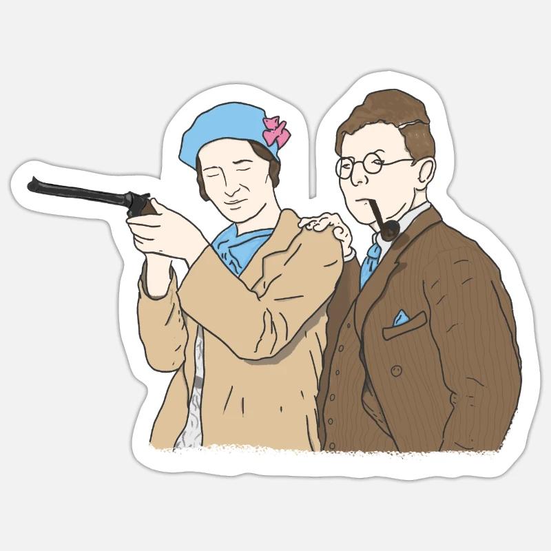 Sartre & Simone - Sticker Größe S (10 x 10 cm) - Mattweiß