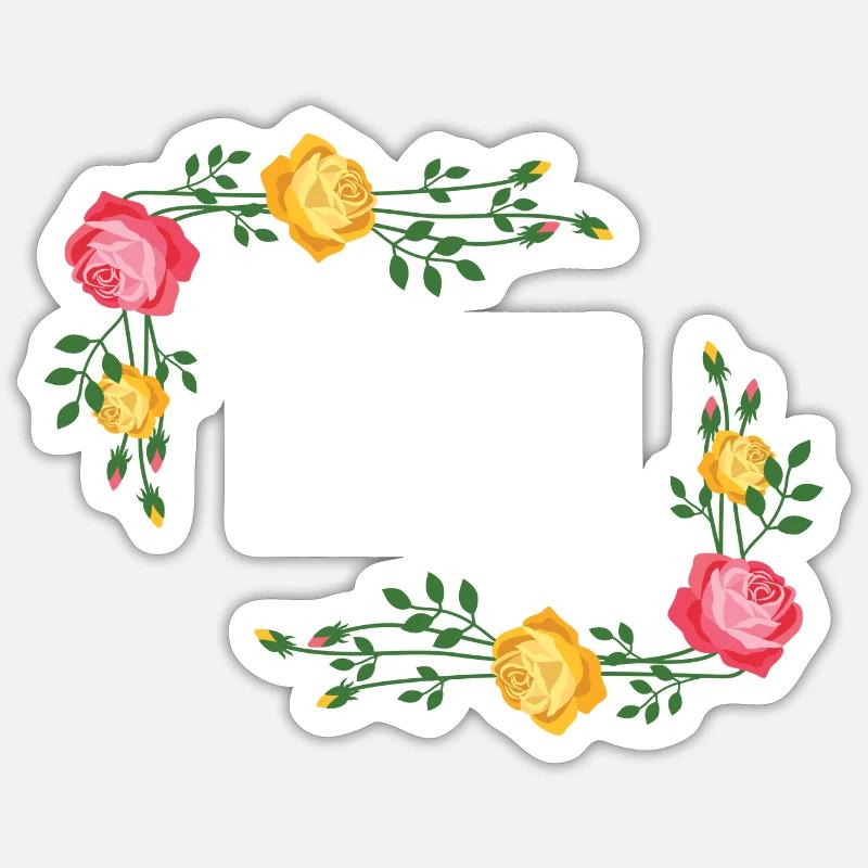 Blumen Kranz Rahmen - Sticker Größe S (10 x 10 cm) - Mattweiß