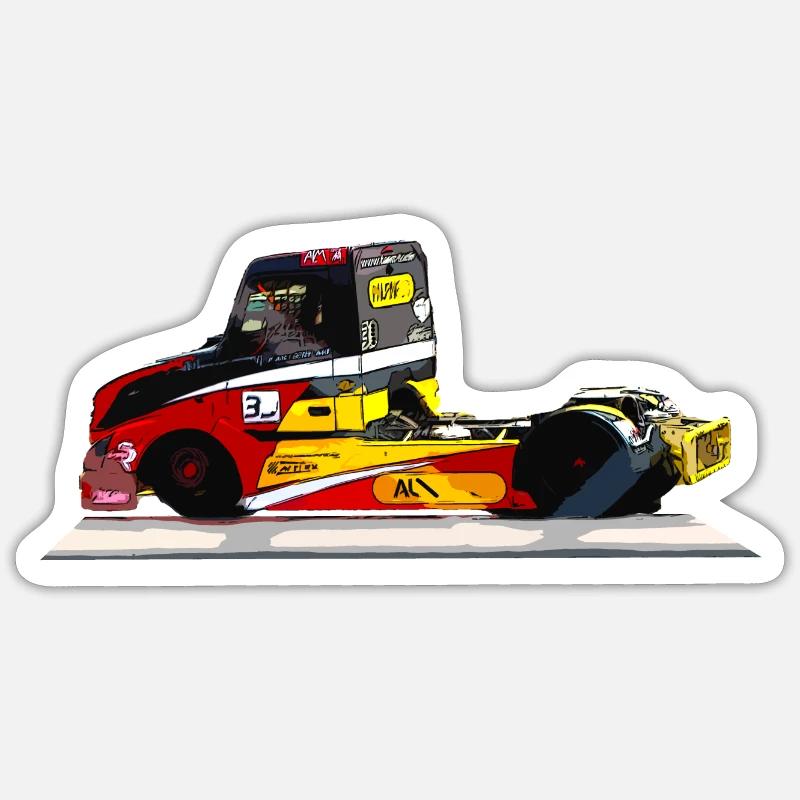 camion de course Sticker taille S (10 x 10 cm)