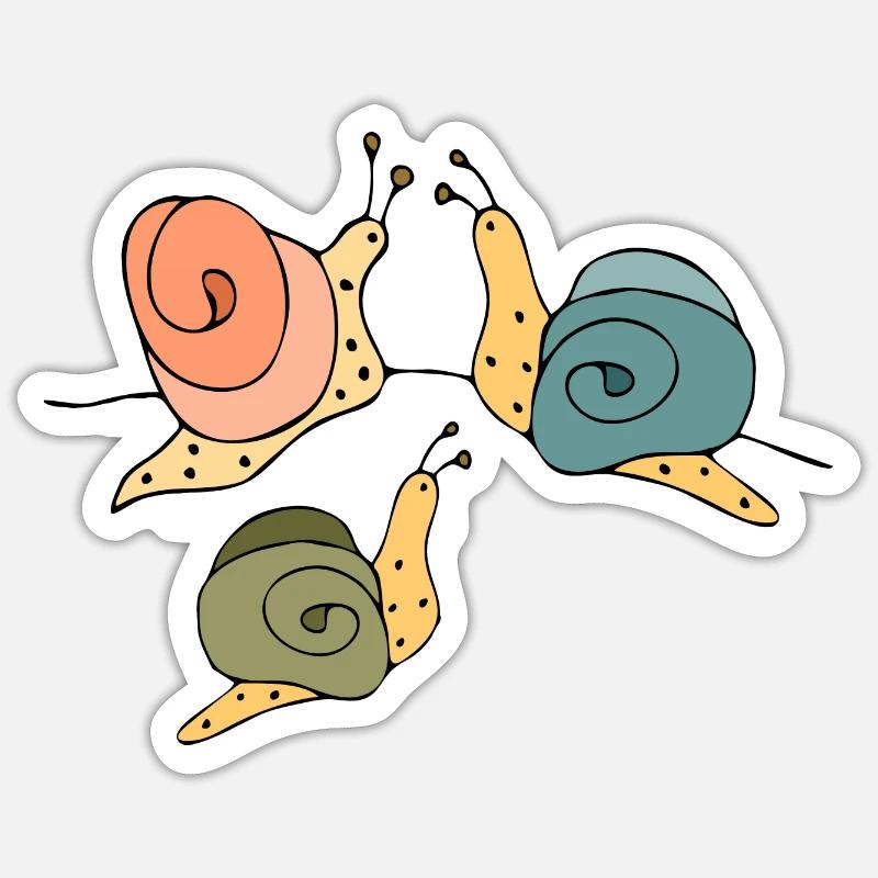 Escargots - Sticker taille S (10 x 10 cm) - blanc mat