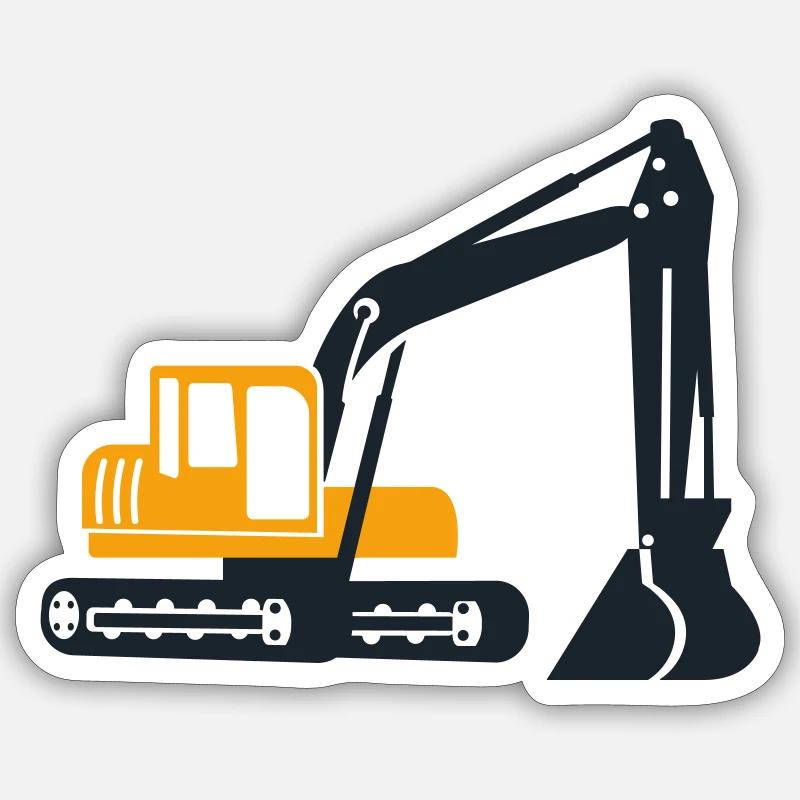 Bagger - Sticker Größe S (10 x 10 cm) - Mattweiß