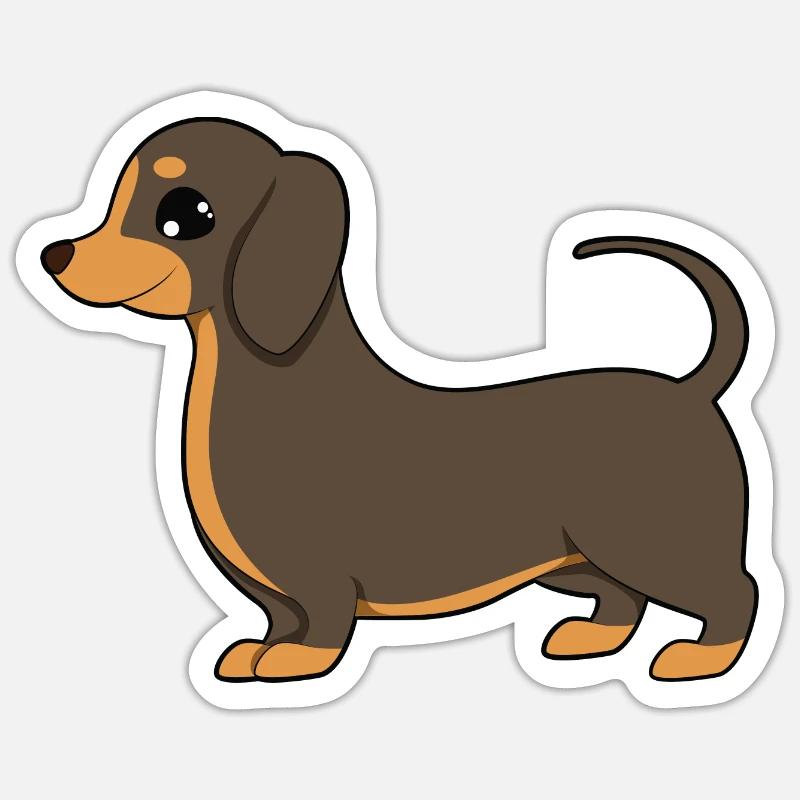 Dackel - Sticker Größe S (10 x 10 cm) - Mattweiß