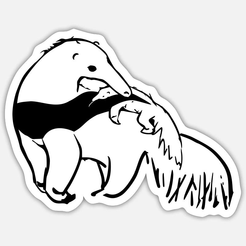 Ameisenbär Mutter mit Baby - Sticker Größe S (10 x 10 cm) - Mattweiß