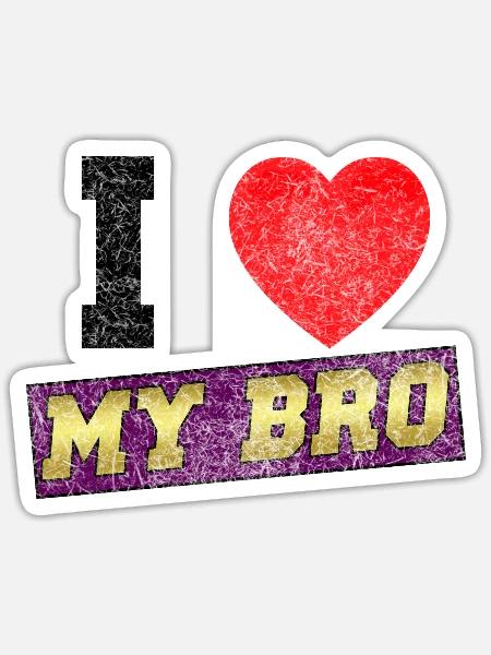 i heart my bro - Sticker Größe S (10 x 10 cm) - Mattweiß