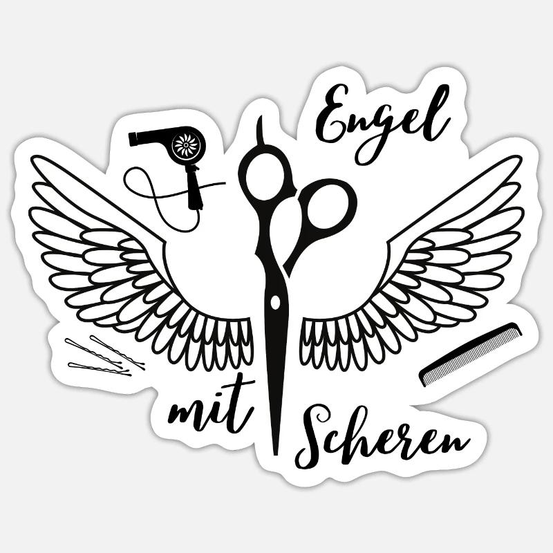 Engel mit Scheren Sticker Größe S (10 x 10 cm)