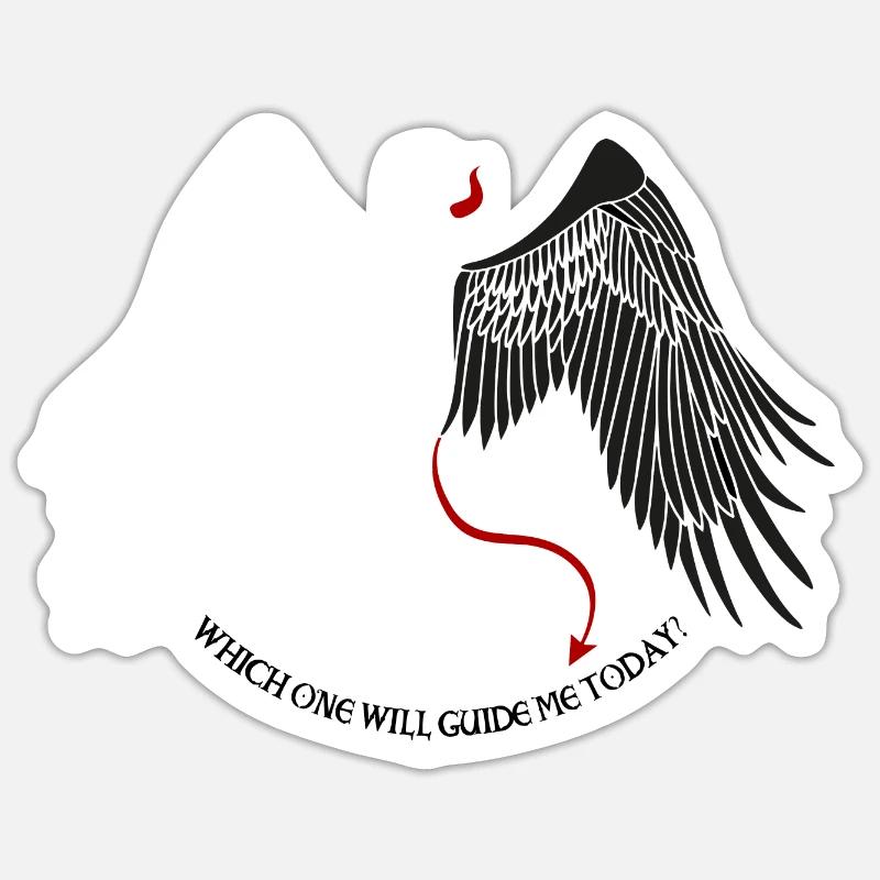 Which One Will Guide Me Today – Angel Demon Devil Sticker size S (10 x 10 cm)