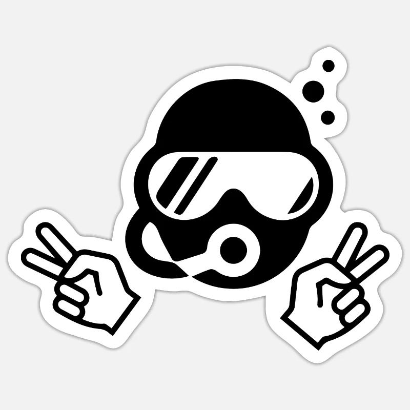 Diving Dive tauchen - Sticker Größe S (10 x 10 cm) - Mattweiß