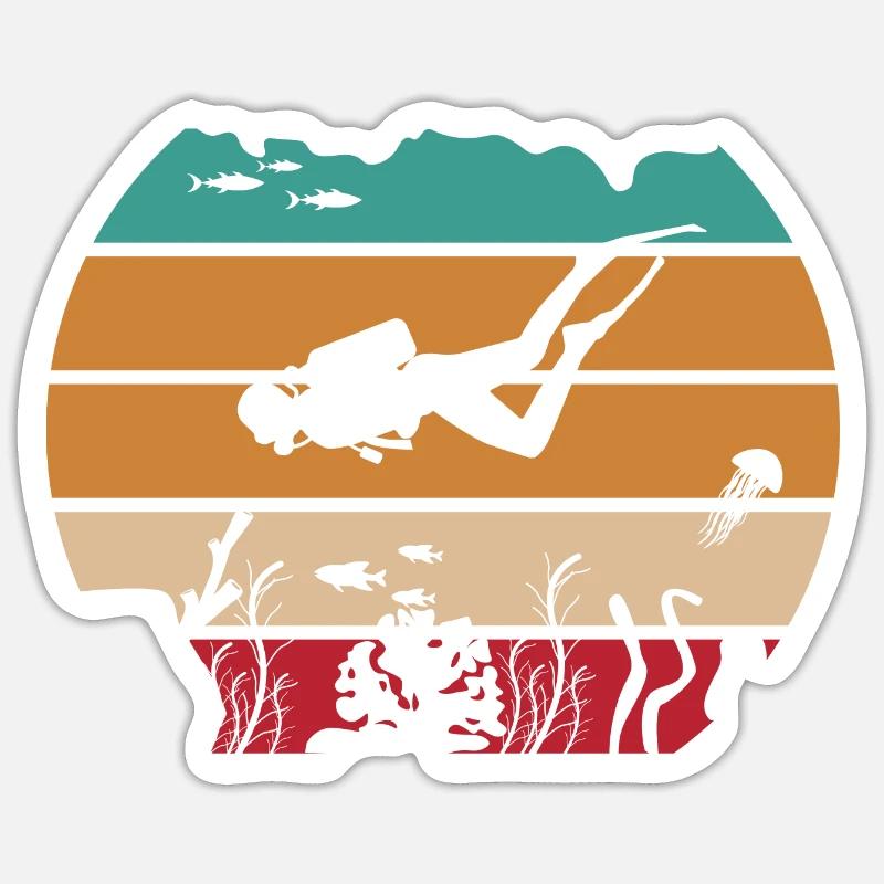 Plongée rétro de l’océan - Sticker taille S (10 x 10 cm) - blanc mat