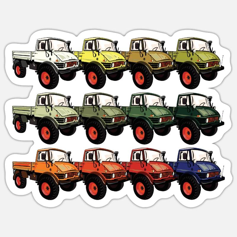 Farbpalette Unimog - Oldtimer - Regenbogen anders - Sticker Größe S (10 x 10 cm) - Mattweiß