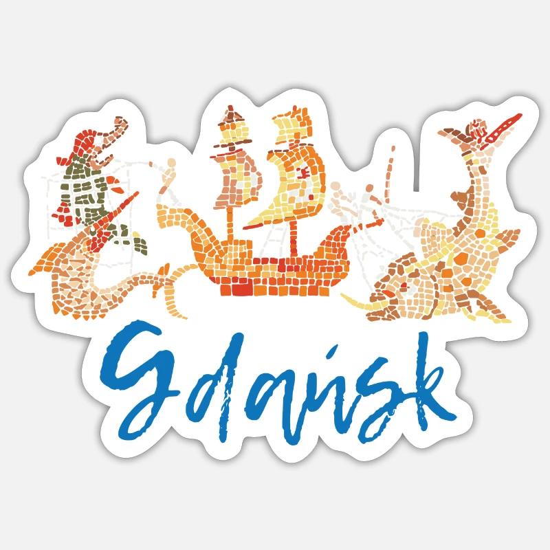 Gdansk, Dragon - Sticker taille S (10 x 10 cm) - blanc mat