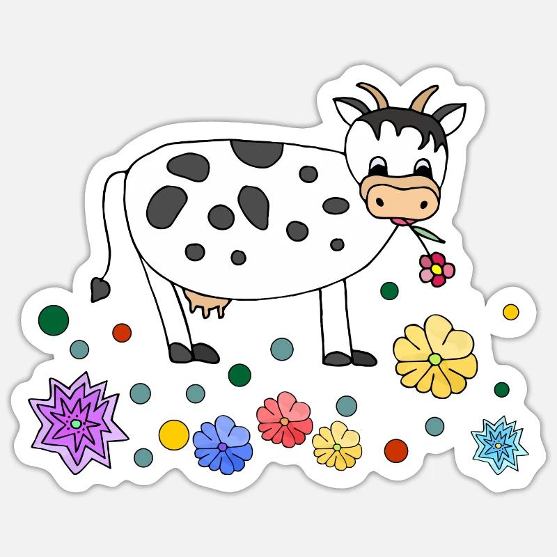 Vache - Sticker taille S (10 x 10 cm) - blanc mat