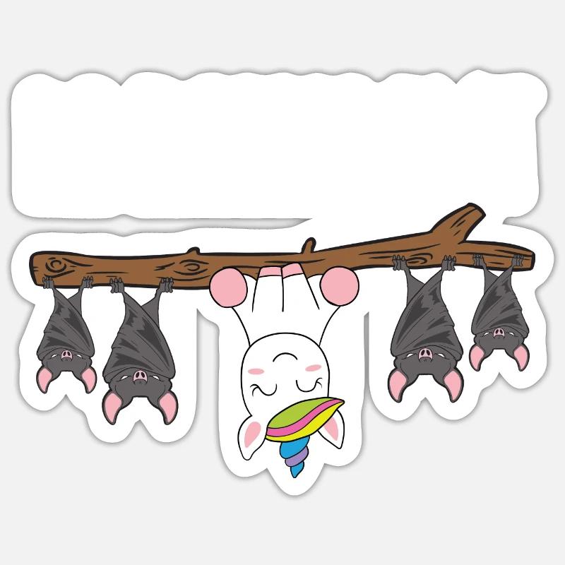 Be Different Unicorn With Bats - Sticker Größe S (10 x 10 cm) - Mattweiß