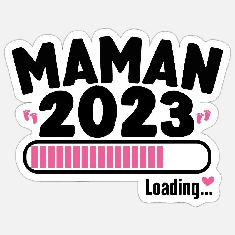 Future Maman 2023 Annonce Grossesse Enceinte - Sticker taille S (10 x 10 cm) - blanc mat