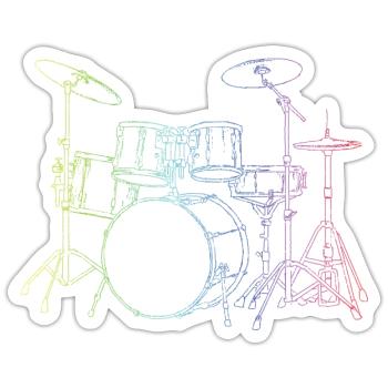 Drumset Sticks Schlagzeuger Schlagzeug Drummer - Sticker Größe S (10 x 10 cm) - Mattweiß - Vorne
