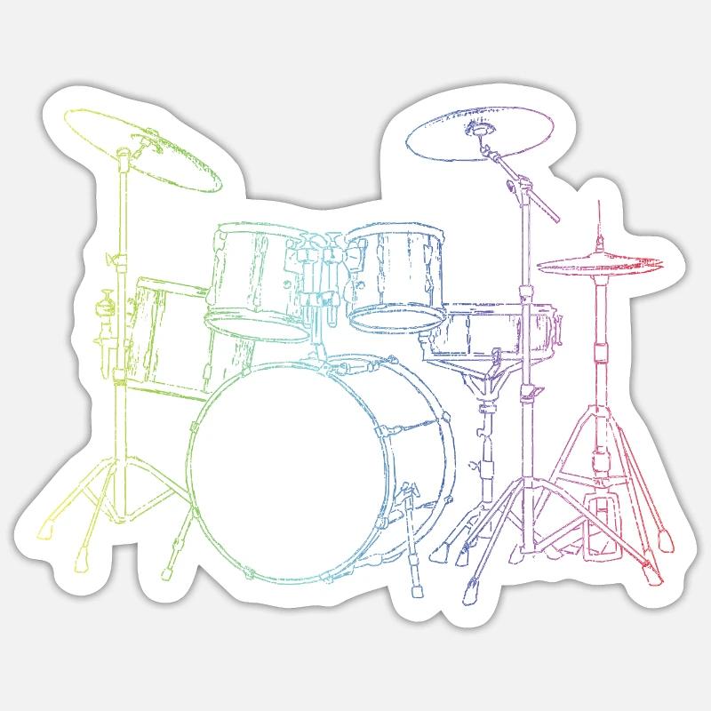 Drumset Sticks Drummer Drums Drummer - Sticker taille S (10 x 10 cm) - blanc mat