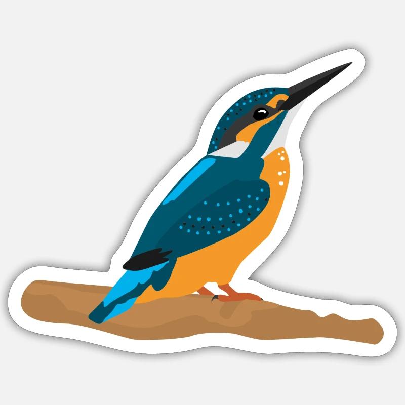 Martin-pêcheur - Sticker taille S (10 x 10 cm) - blanc mat