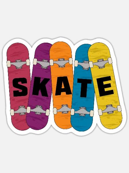 Skate - 5 Skateboard Shirt 5 Skating - Sticker Größe S (10 x 10 cm) - Mattweiß