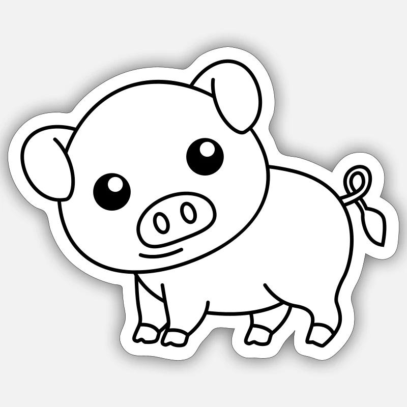 Schwein Comic Tier - Sticker Größe S (10 x 10 cm) - Mattweiß