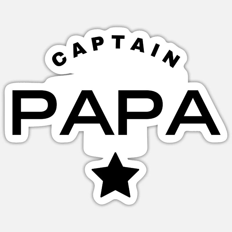 captain papa - Sticker taille S (10 x 10 cm) - blanc mat