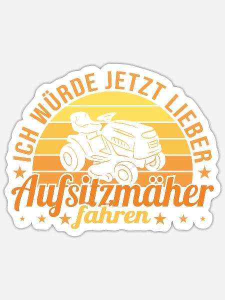 Rasentraktor Aufsitzmäher Aufsitzrasenmäher Rasen - Sticker Größe S (10 x 10 cm) - Mattweiß