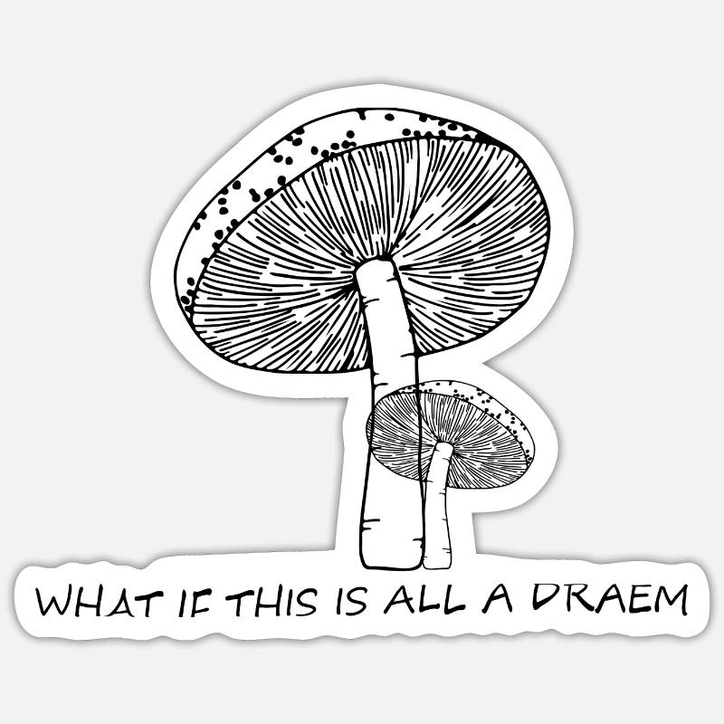 Champignons psychédéliques / psychédéliques - Sticker taille S (10 x 10 cm) - blanc mat