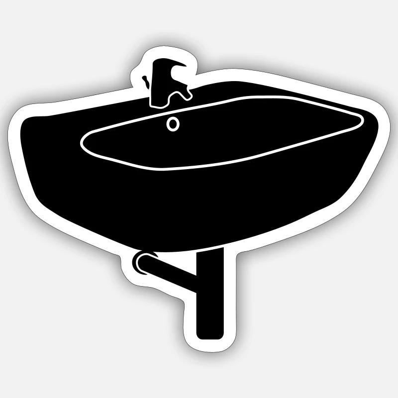Lavabo de salle de bain B1 - Sticker taille S (10 x 10 cm) - blanc mat