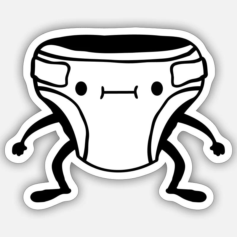 Lebendige Windel Gesicht - Sticker Größe S (10 x 10 cm) - Mattweiß