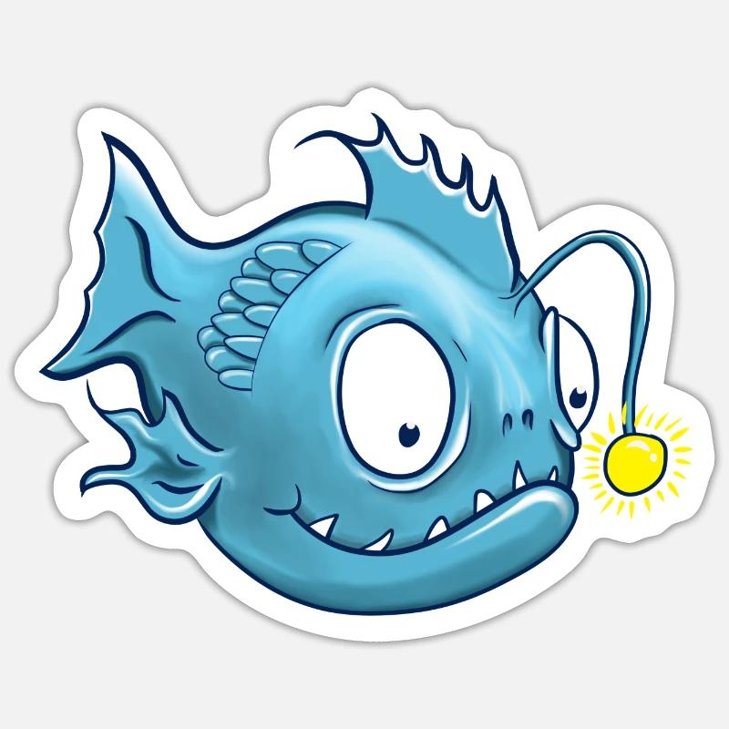 Lanternfish or frogfish - Sticker size S (10 x 10 cm) - white matte