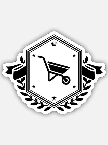 Schubkarre Symbol - Sticker Größe S (10 x 10 cm) - Mattweiß