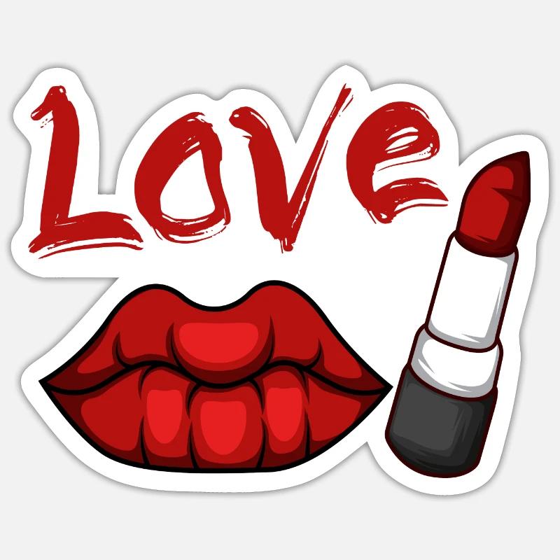 Liebeslippenstift Verführerische oder charmante Da Sticker Größe S (10 x 10 cm)