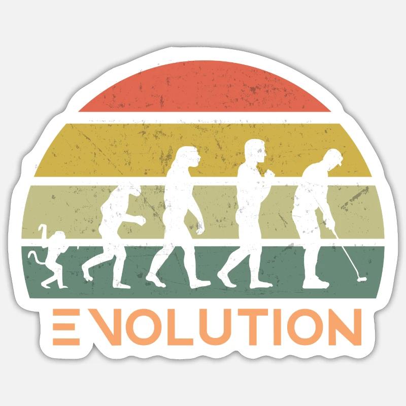 Retro Golf Evolution - Sticker size S (10 x 10 cm) - white matte
