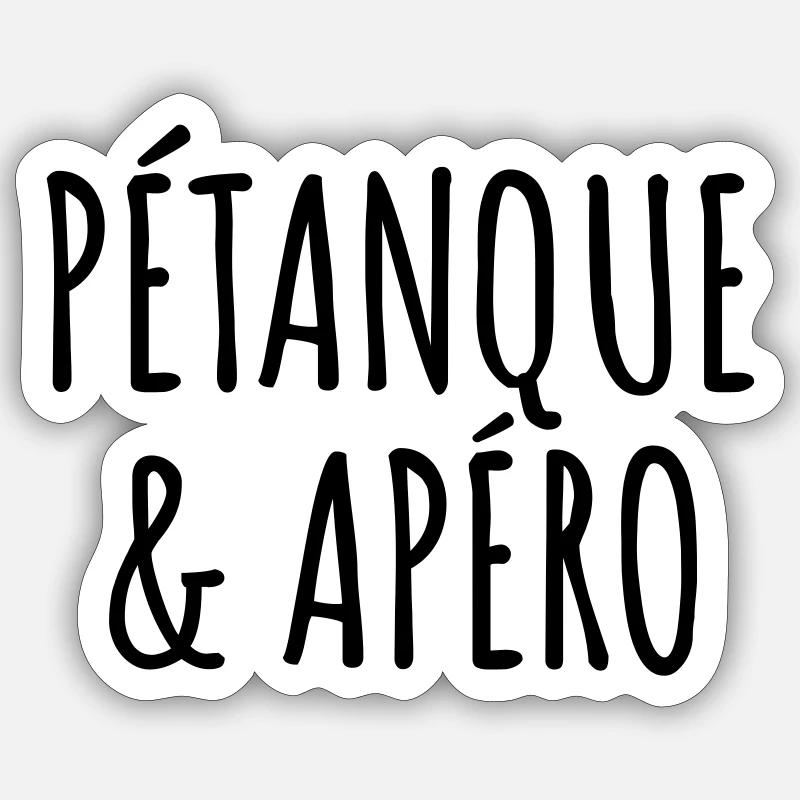 Pétanque et apéro - Sticker taille S (10 x 10 cm) - blanc mat