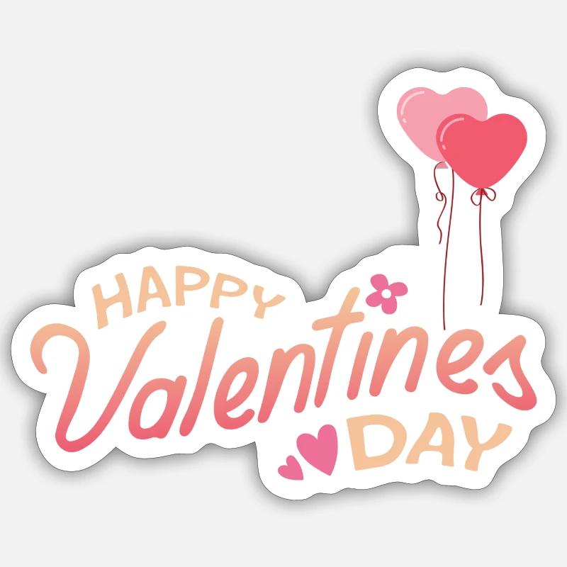 Happy Valentines Day - Sticker taille S (10 x 10 cm) - blanc mat