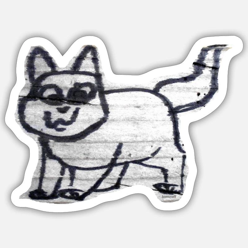 TOMZOFF Graffiti Cat - Sticker Größe S (10 x 10 cm) - Mattweiß