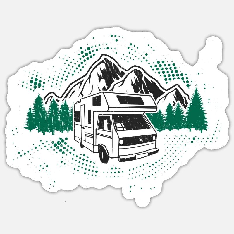 Vacances en camping-car - Sticker taille S (10 x 10 cm) - blanc mat