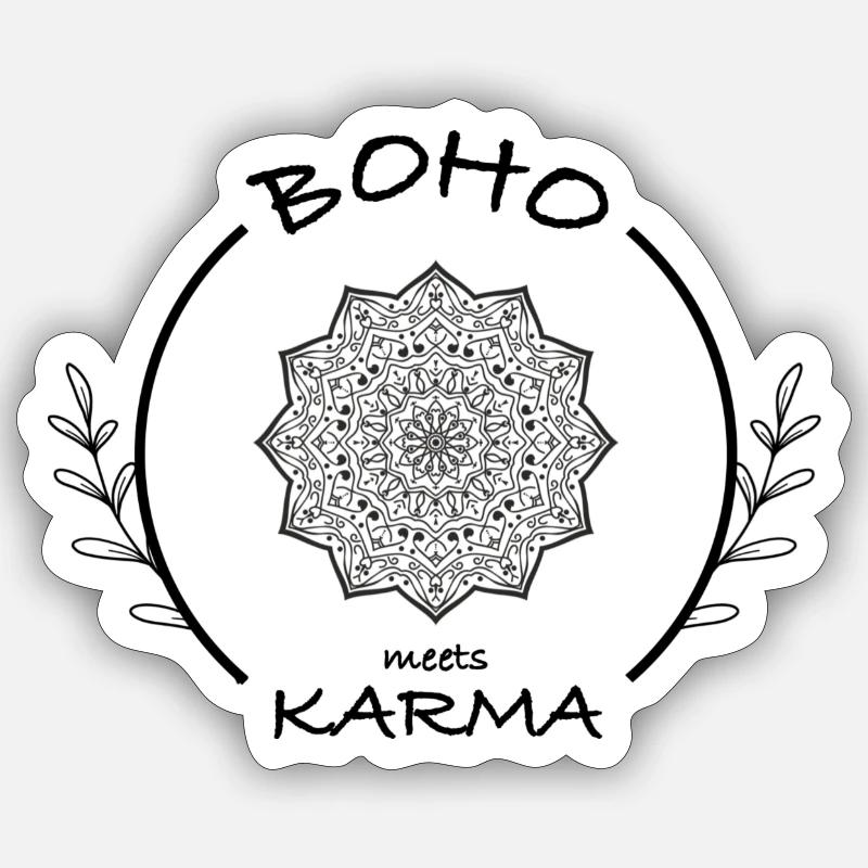 Boho meets Karma - Sticker Größe S (10 x 10 cm) - Mattweiß