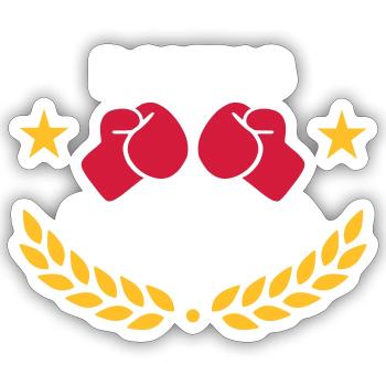 Boxing champion (boxing gloves, laurel wreath) - Sticker size S (10 x 10 cm) - white matte - Front