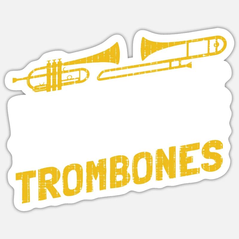 Trombone - Sticker taille S (10 x 10 cm) - blanc mat