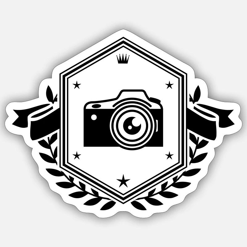 Kamera wappen - Sticker Größe S (10 x 10 cm) - Mattweiß