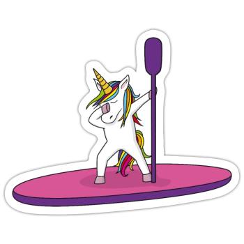 Unicorn Stand Up Paddle - Sticker size S (10 x 10 cm) - white matte - Front