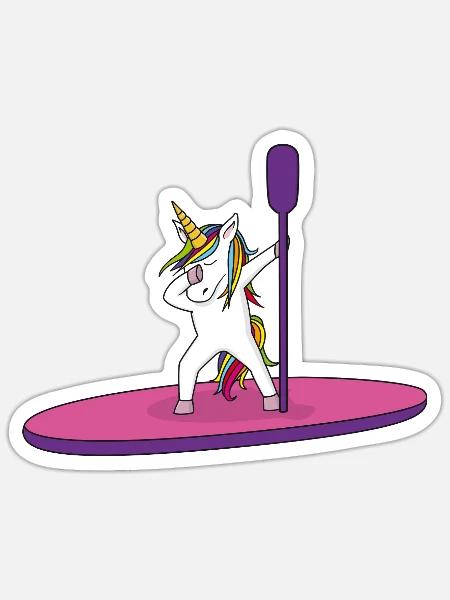 Licorne Stand Up Paddle - Sticker taille S (10 x 10 cm) - blanc mat